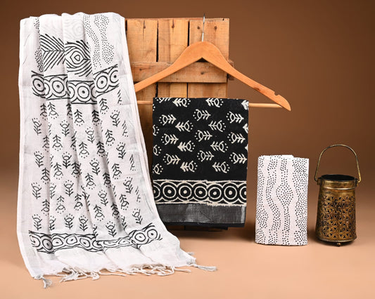 Premium Linen‑Cotton Suit with Zari Border (BACLS14)