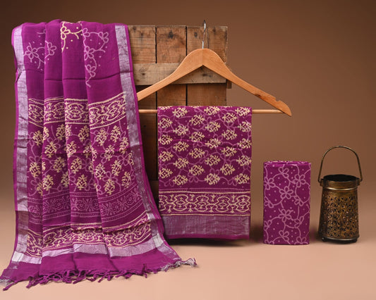 Premium Linen‑Cotton Suit with Zari Border (BACLS21)