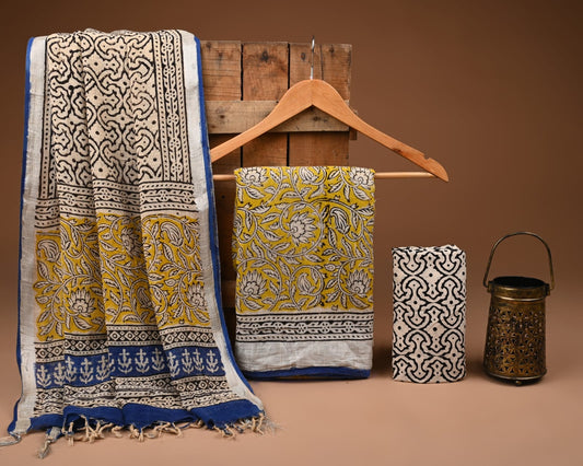 Premium Linen‑Cotton Suit with Zari Border (BACLS25)