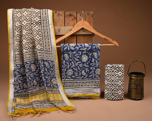 Premium Linen‑Cotton Suit with Zari Border (BACLS29)
