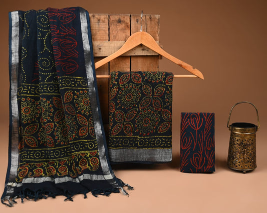 Premium Linen‑Cotton Suit with Zari Border (BACLS31)