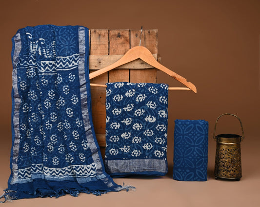 Premium Linen‑Cotton Suit with Zari Border (BACLS33)