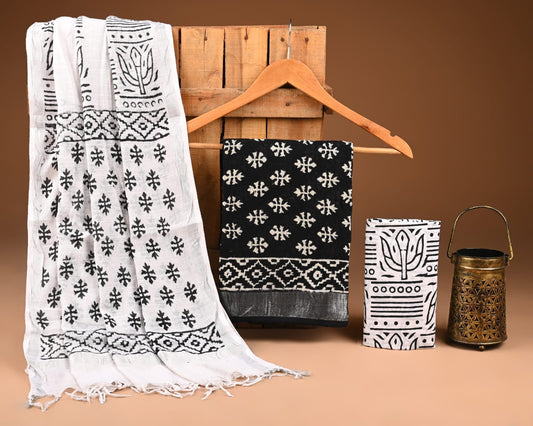 Premium Linen‑Cotton Suit with Zari Border (BACLS37)