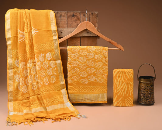 Premium Linen‑Cotton Suit with Zari Border (BACLS38)