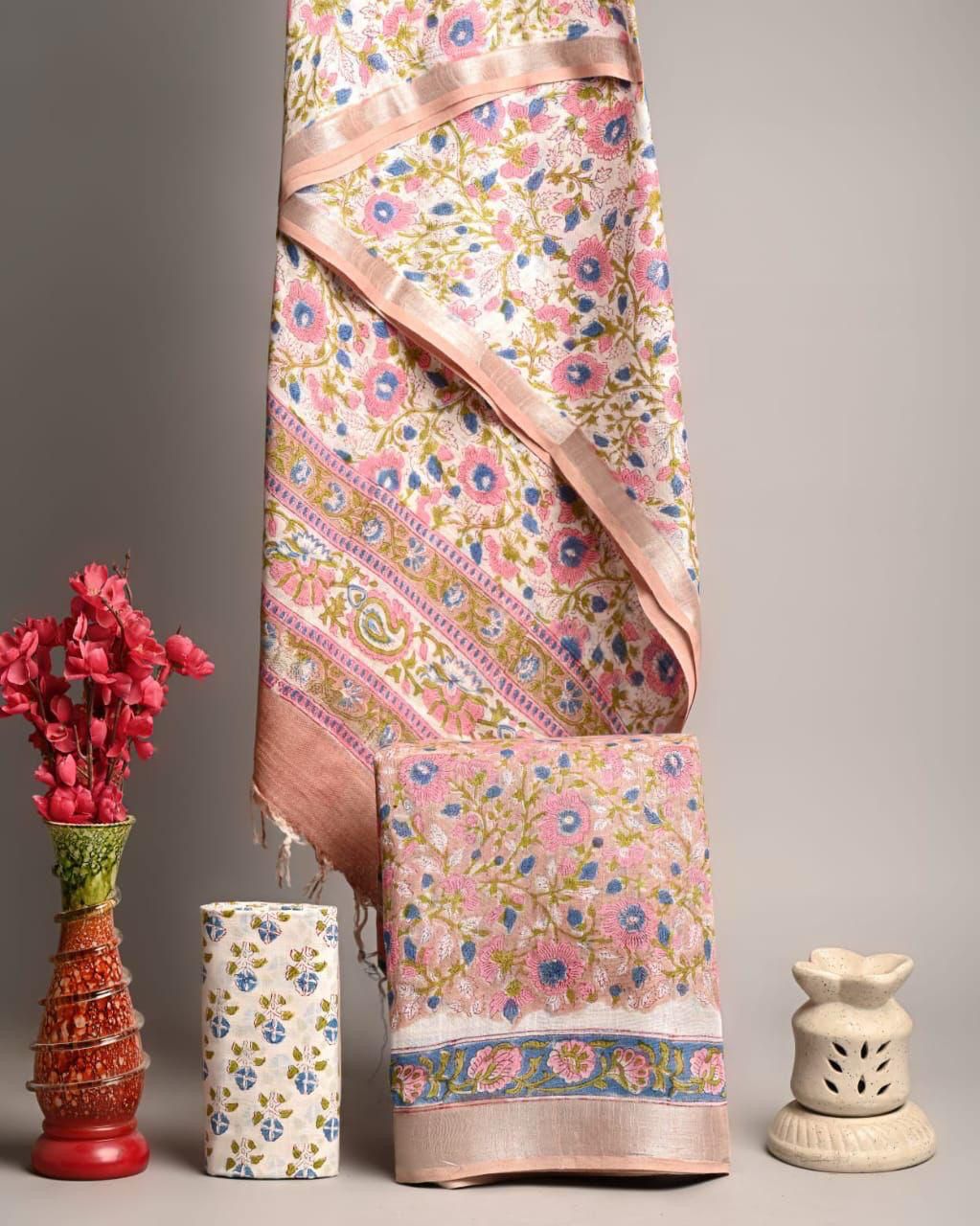 Premium Linen‑Cotton Suit with Zari Border (BACLS41)