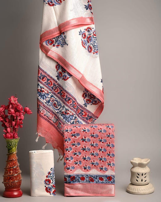 Premium Linen‑Cotton Suit with Zari Border (BACLS43)