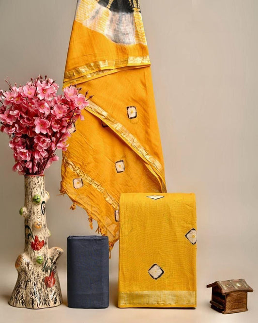 Premium Linen‑Cotton Suit with Zari Border (BACLS44)