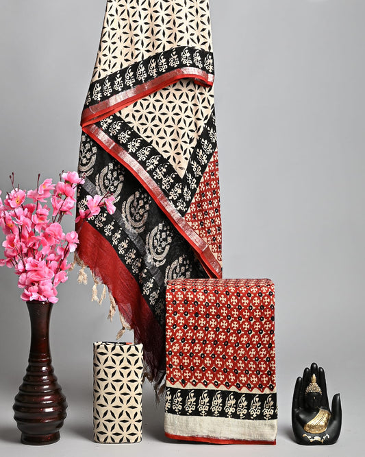 Premium Linen‑Cotton Suit with Zari Border (BACLS45)