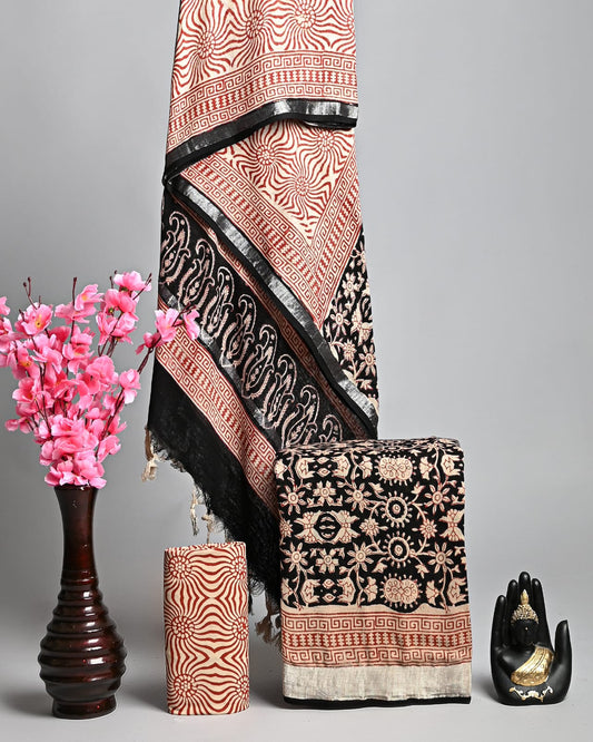 Premium Linen‑Cotton Suit with Zari Border (BACLS46)