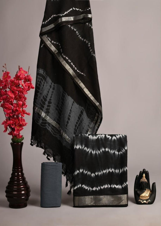 Premium Linen‑Cotton Suit with Zari Border (BACLS47)