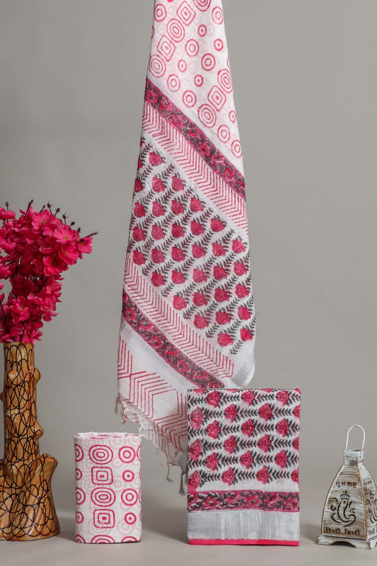 Premium Linen‑Cotton Suit with Zari Border (BACLS48)