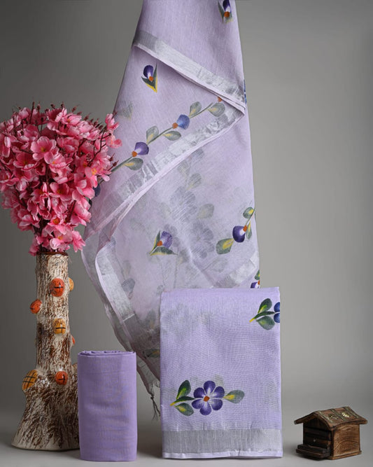 Premium Linen‑Cotton Suit with Zari Border (BACLS49)