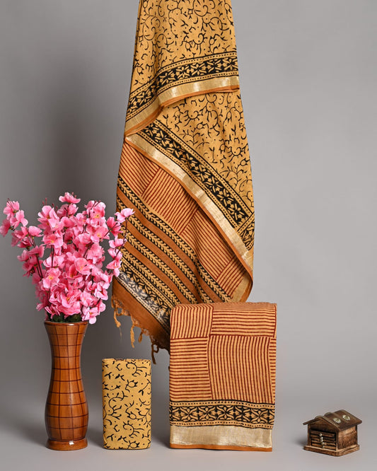 Premium Linen‑Cotton Suit with Zari Border (BACLS51)
