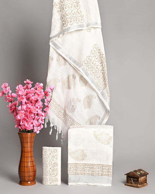 Premium Linen‑Cotton Suit with Zari Border (BACLS52)