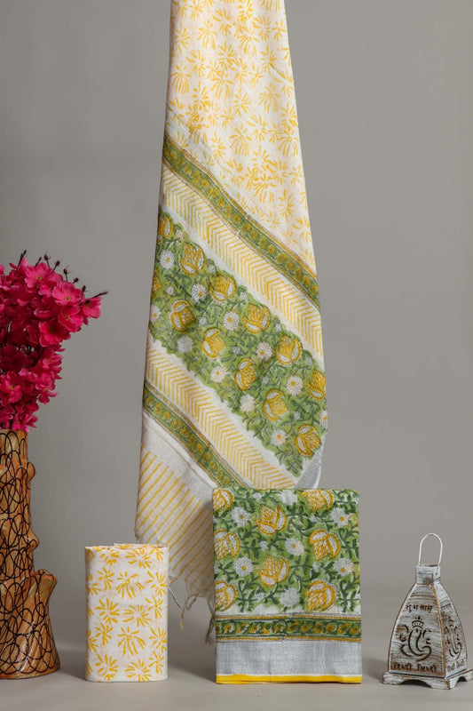 Premium Linen‑Cotton Suit with Zari Border (BACLS55)