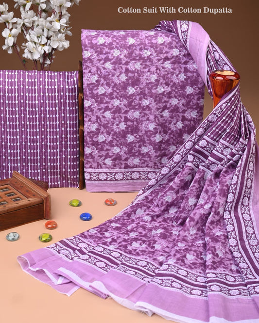 Elegant Printed Suit with Cotton Dupatta (BACOTCO16)
