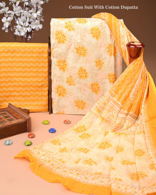 Elegant Cotton Suit with Cotton Dupatta (BACOTCO19)