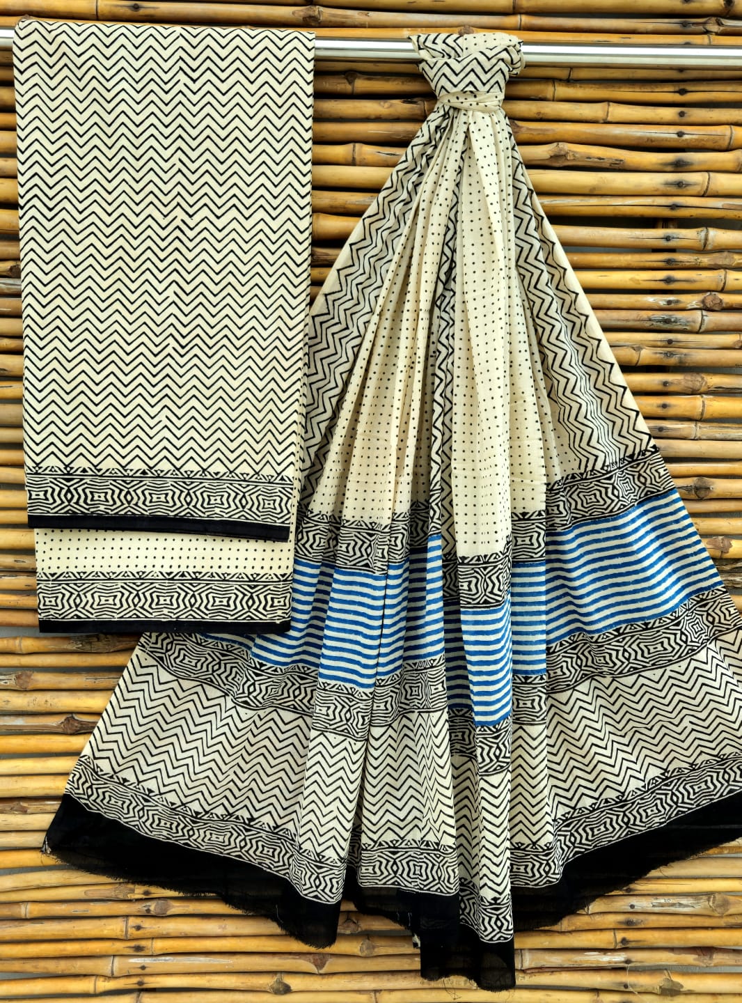 Premium Hand Block printed Cotton Suits With Cotton Dupatta (BACOTCO03)