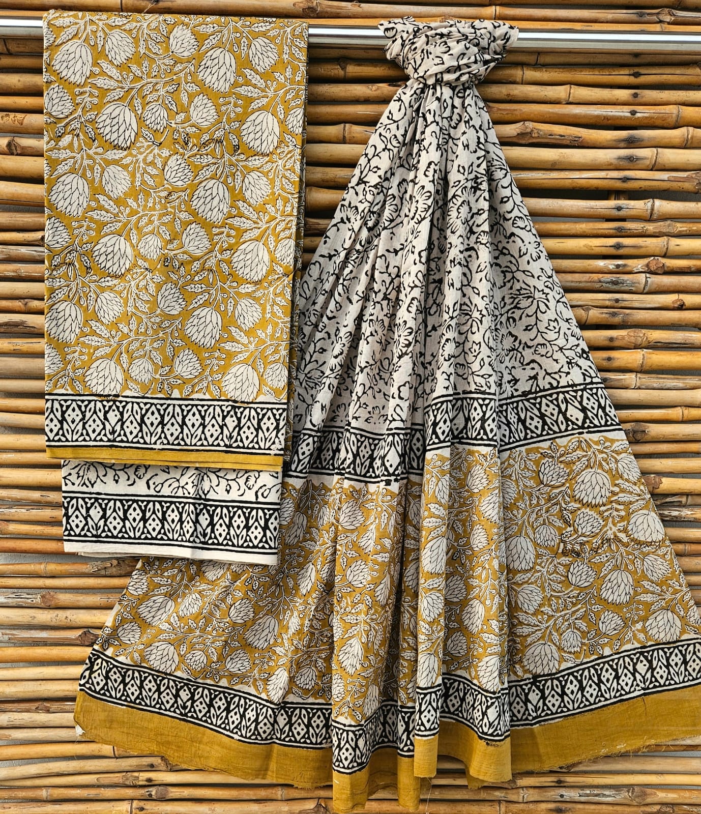 Premium Hand Block printed Cotton Suits With Cotton Dupatta (BACOTCO22)