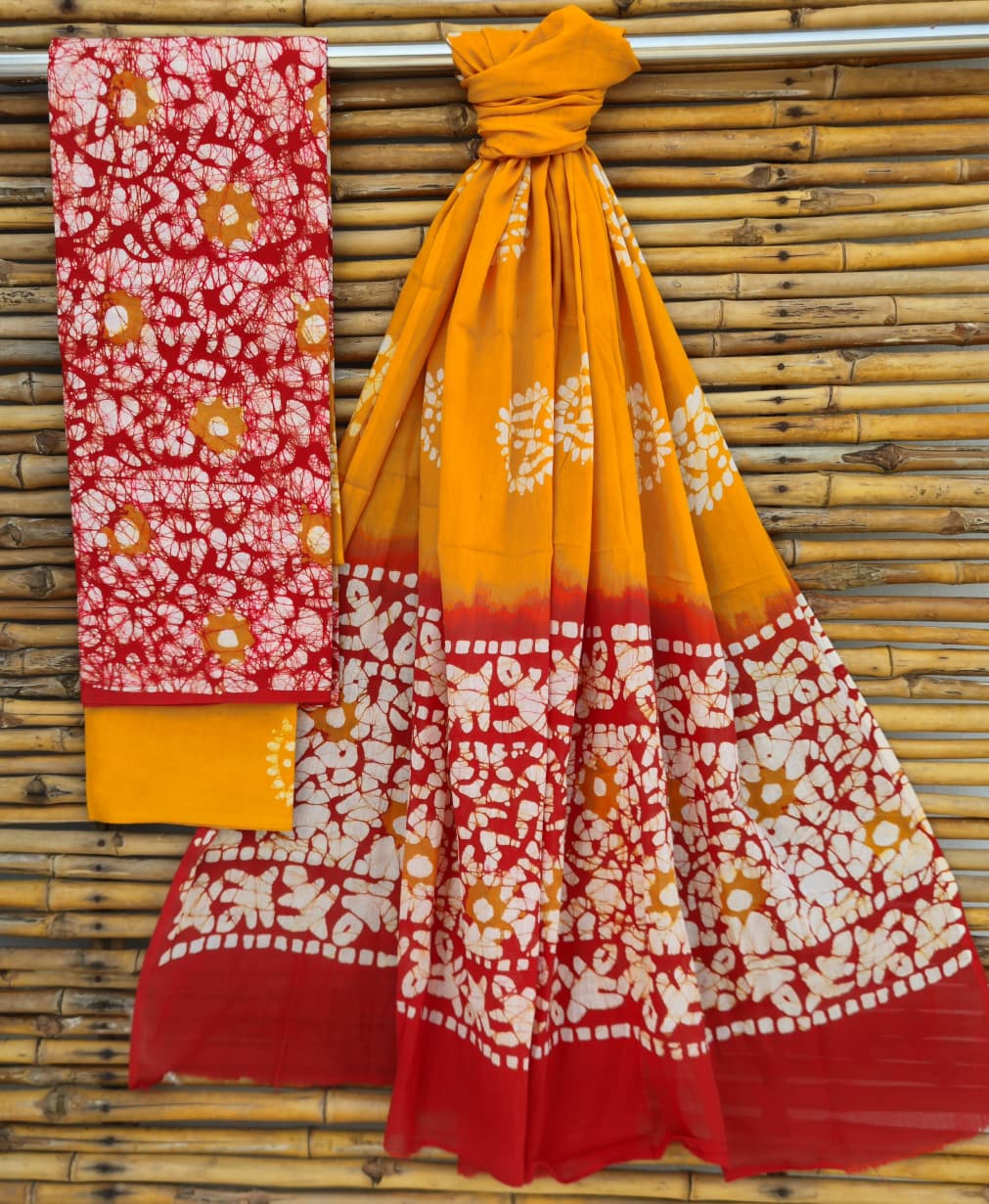 Premium Hand Block printed Cotton Suits With Cotton Dupatta (BACOTCO33)