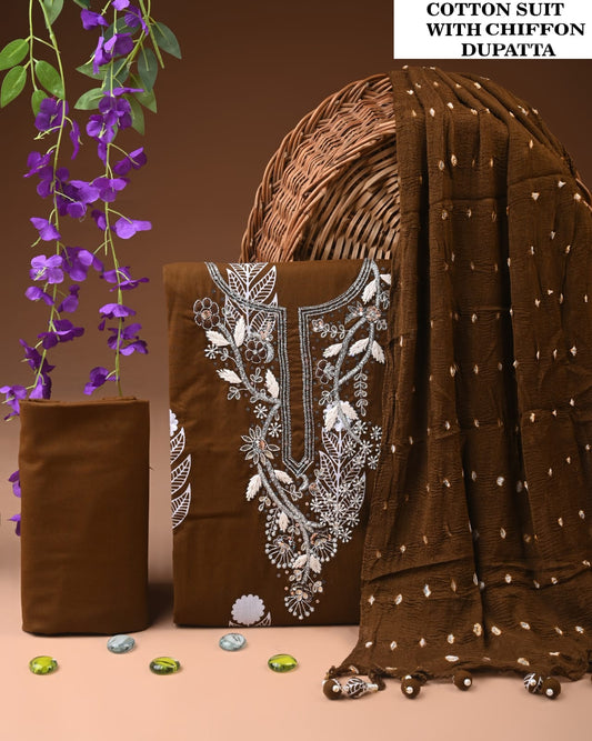 Premium Cotton Suit with Chiffon Dupatta – Zari Gotapatti Work (BACOTGC07)