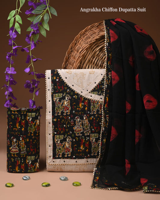 Premium Cotton Suit with Chiffon Dupatta – Zari Gotapatti Work (BACOTGC55)