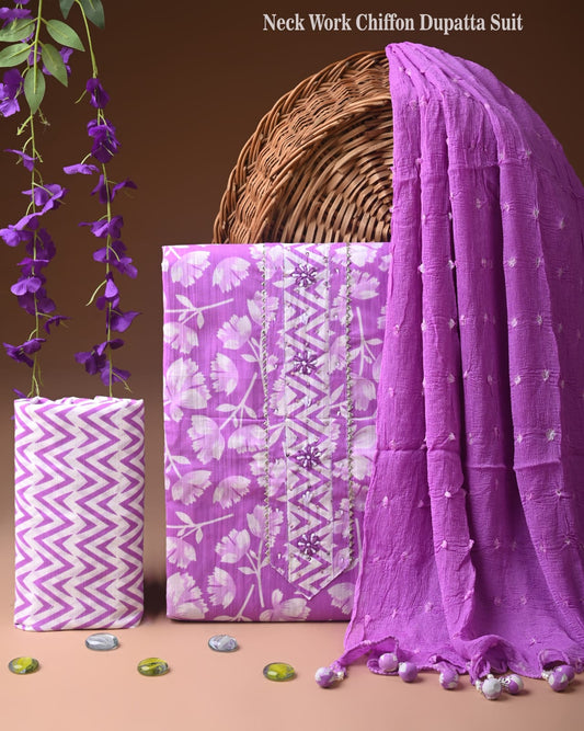 Premium Cotton Suit with Chiffon Dupatta – Zari Gotapatti Work (BACOTGC56)