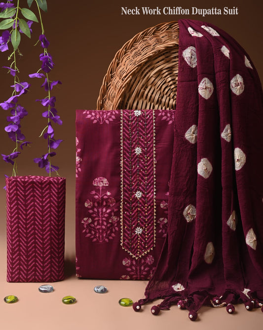Premium Cotton Suit with Chiffon Dupatta – Zari Gotapatti Work (BACOTGC57)