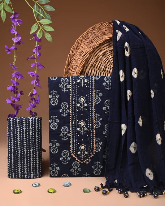 Premium Cotton Suit with Chiffon Dupatta – Zari Gotapatti Work (BACOTGC58)