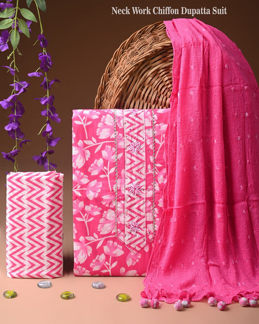Premium Cotton Suit with Chiffon Dupatta – Zari Gotapatti Work (BACOTGC59)