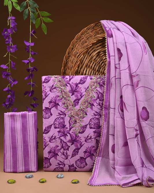 Premium Cotton Suit with Chiffon Dupatta – Zari Gotapatti Work (BACOTGC65)