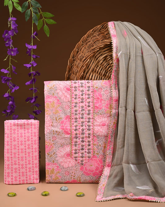 Premium Cotton Suit with Chiffon Dupatta – Zari Gotapatti Work (BACOTGC66)