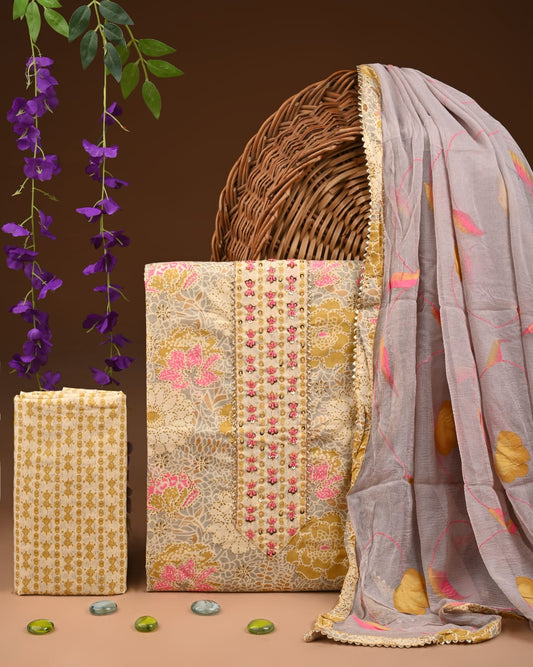 Premium Cotton Suit with Chiffon Dupatta – Zari Gotapatti Work (BACOTGC68)