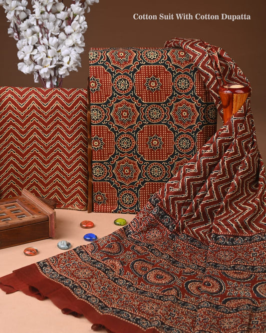 Elegant Printed Suit with Cotton Dupatta (BACOTCO16)