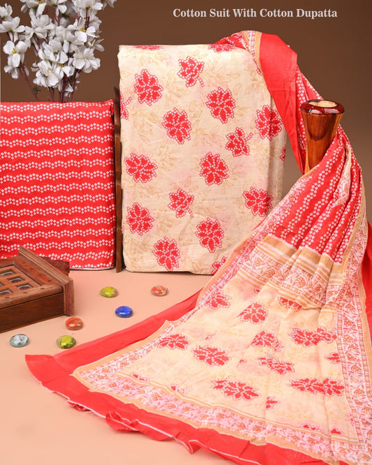 Premium Hand Block printed Cotton Suits With Cotton Dupatta (BACOTCO43)