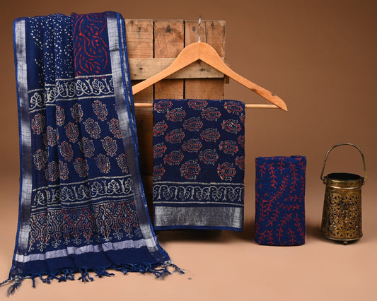Premium Linen‑Cotton Suit with Zari Border (BACLS06)