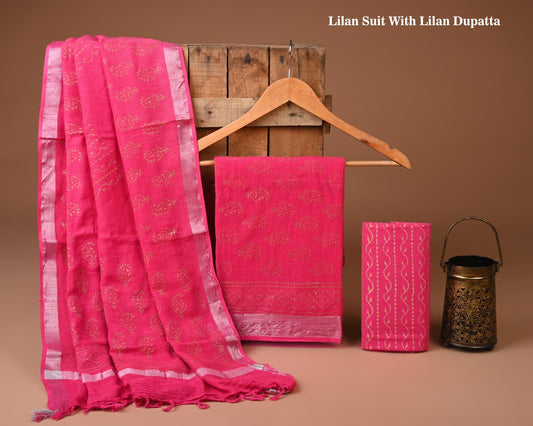 Premium Linen‑Cotton Suit with Zari Border (BACLS11)