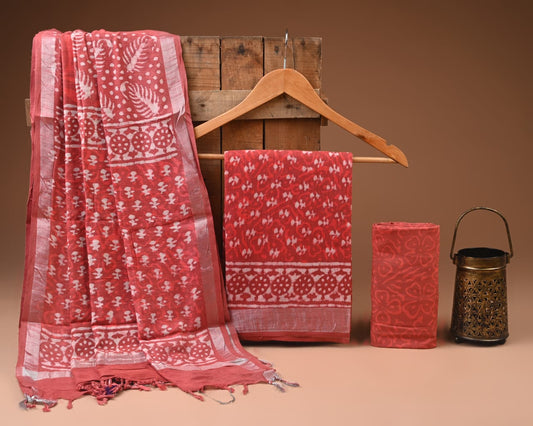 Premium Linen‑Cotton Suit with Zari Border (BACLS17)