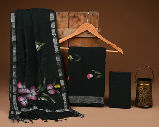 Premium Linen‑Cotton Suit with Zari Border (BACLS20)