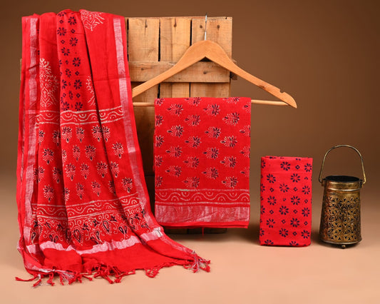 Premium Linen‑Cotton Suit with Zari Border (BACLS21)