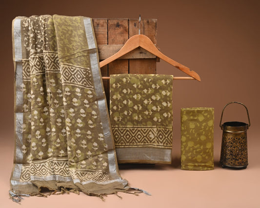 Premium Linen‑Cotton Suit with Zari Border (BACLS22)