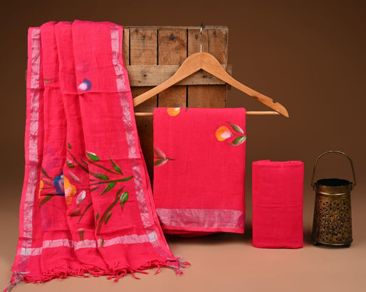 Premium Linen‑Cotton Suit with Zari Border (BACLS24)