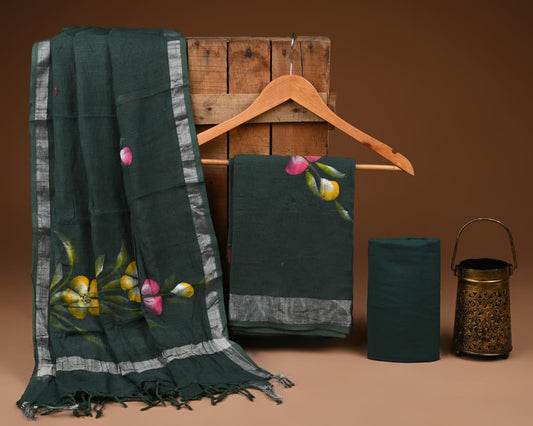 Premium Linen‑Cotton Suit with Zari Border (BACLS26)