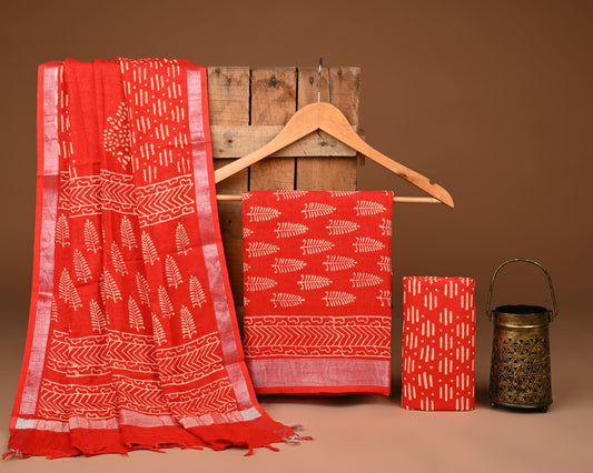 Premium Linen‑Cotton Suit with Zari Border (BACLS28)