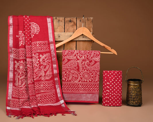 Premium Linen‑Cotton Suit with Zari Border (BACLS37)