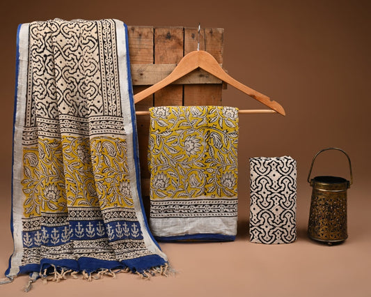 Premium Linen‑Cotton Suit with Zari Border (BACLS42)