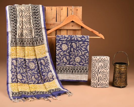 Premium Linen‑Cotton Suit with Zari Border (BACLS46)