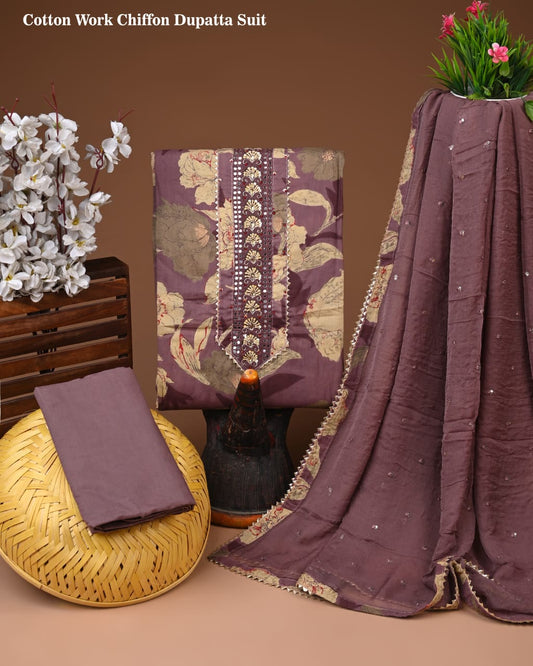 Premium Cotton Suit with Chiffon Dupatta – Zari Gotapatti Work (BACOTGC02)