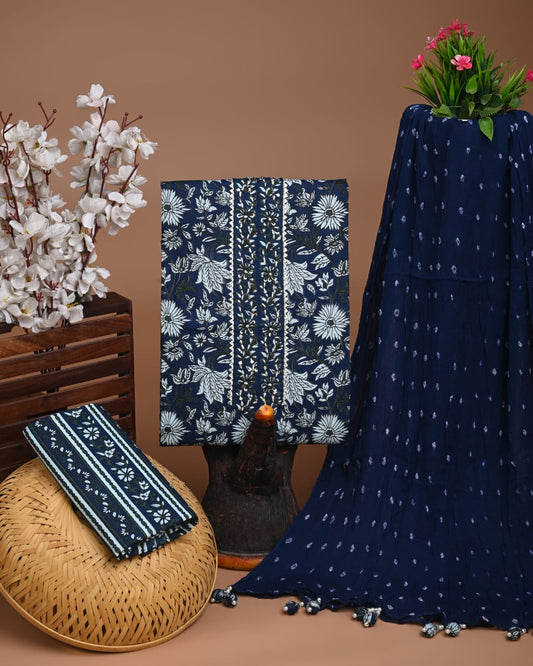 Premium Cotton Suit with Chiffon Dupatta – Zari Gotapatti Work (BACOTGC03)