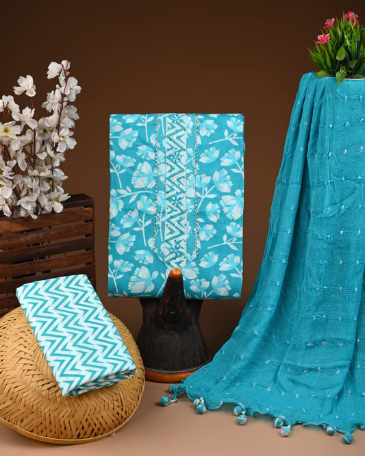 Premium Cotton Suit with Chiffon Dupatta – Zari Gotapatti Work (BACOTGC05)